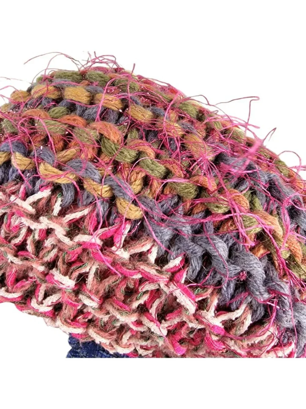 Colorful Fringe Oversize Infinity Scarf Wrap Crochet Knit Women Pink Purple Soft
